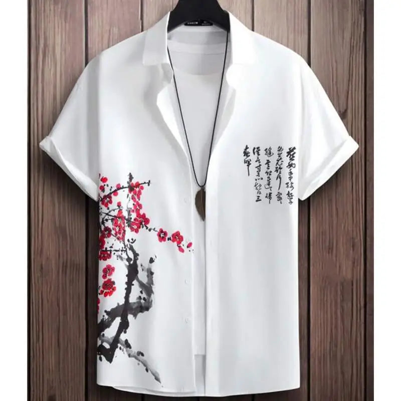 Hawaiian Men'S Shirt 3d Flower&Text Printing Beach Party Sweatshirt Loose Oversized And Blouse High-Quality Clothing