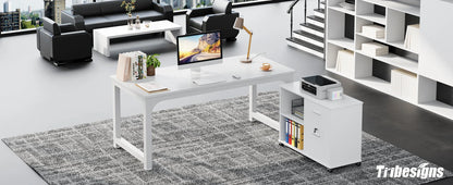 Large Office Desk | Modern Computer Desk - Spacious Writing Workstation for Home Office