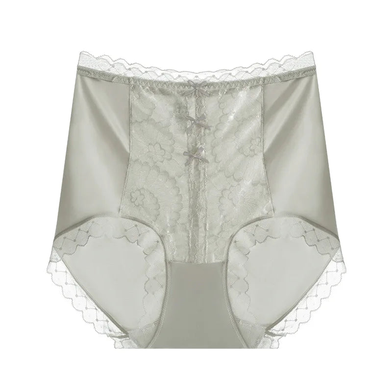 High Waist Lace Women Panties Ice Silk Thin Elastic Briefs Lingerie Seamless Luxury Breathable Underwear Butt Lifting Underpants