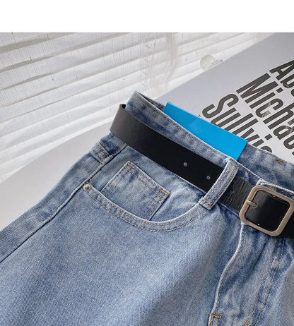 Women's High-Waist Denim Shorts – Wide-Leg Jean Shorts with Belt