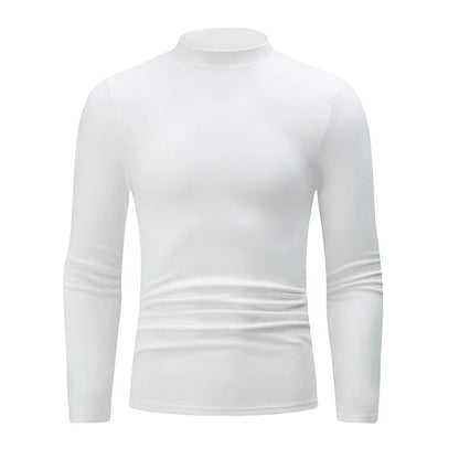 1/2piece Autumn And Winter Men's Semi High Neck Fashionable Base Long Sleeved Top Solid Color Casual Sports Fitness Warm T-shirt