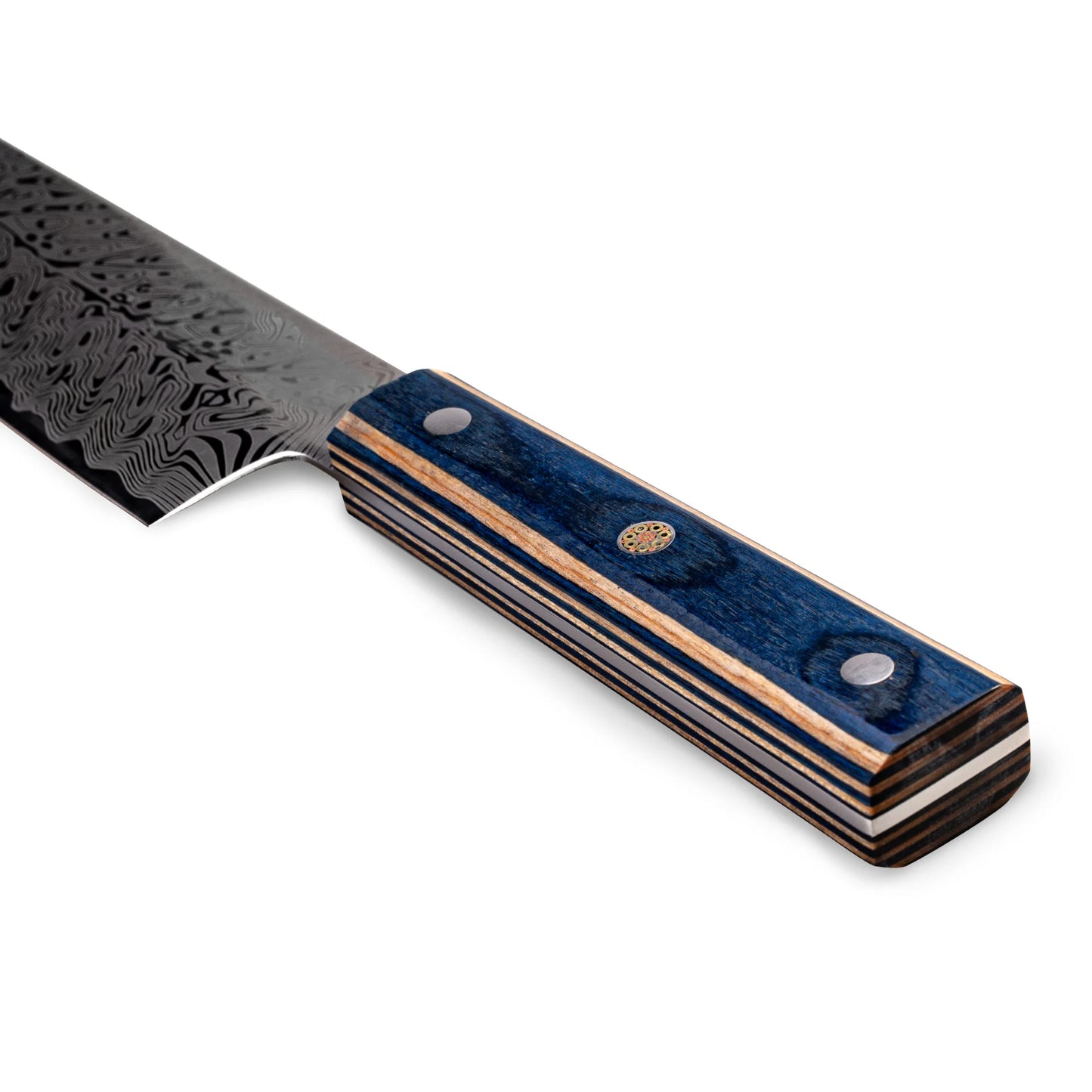 Damascus Chef Knife - Japanese Santoku Slicing Knife with Solid Wood Handle