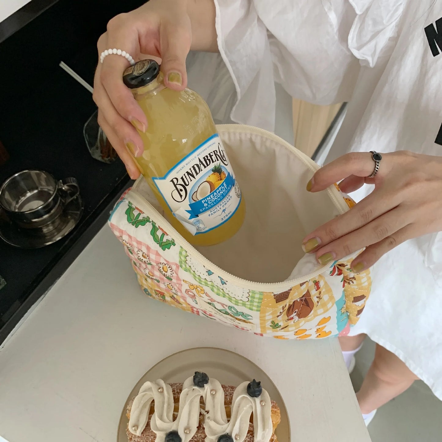 Baby Diaper Bag Cartoon Print Nappy Bag Zipper Handbag Carry Pack Travel Outdoor Diaper Storage Bag Multi Functional Storage Bag