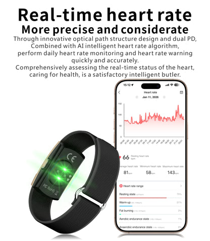 No Screen Smart Bracelet Health Fitness Tracker 24/7 Heart Monitor Sleep Tracker Multi-Sport Tracker Wristband for Android iOS