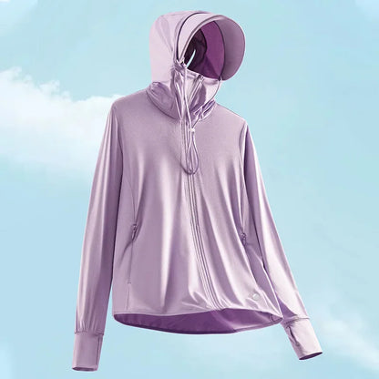 Summer sun protective clothing ultra-thin breathable sun protective clothing women's UV-proof large size hooded ice silk skin cl