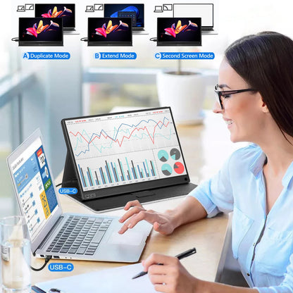 Portable Monitor 15.6 Inch - ZEUSLAP 1080p IPS Panel USB C Portable Screen for Laptop & Phone