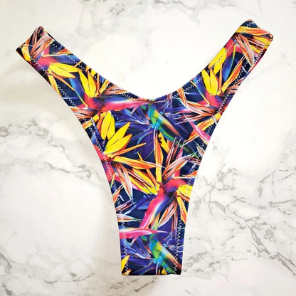 Sexy Floral Print Brazilian Bikini Bottom Women's Swimwear High Waisted New V Thong Swimsuit Bathing Suit Women Swimwear Women