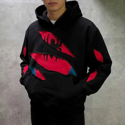 American Retro Spider Patchwork Print Hoodies Fashion Oversized Loose Full Zipper Hoodie Men Jacket Gothic Street Y2k Sweatshirt