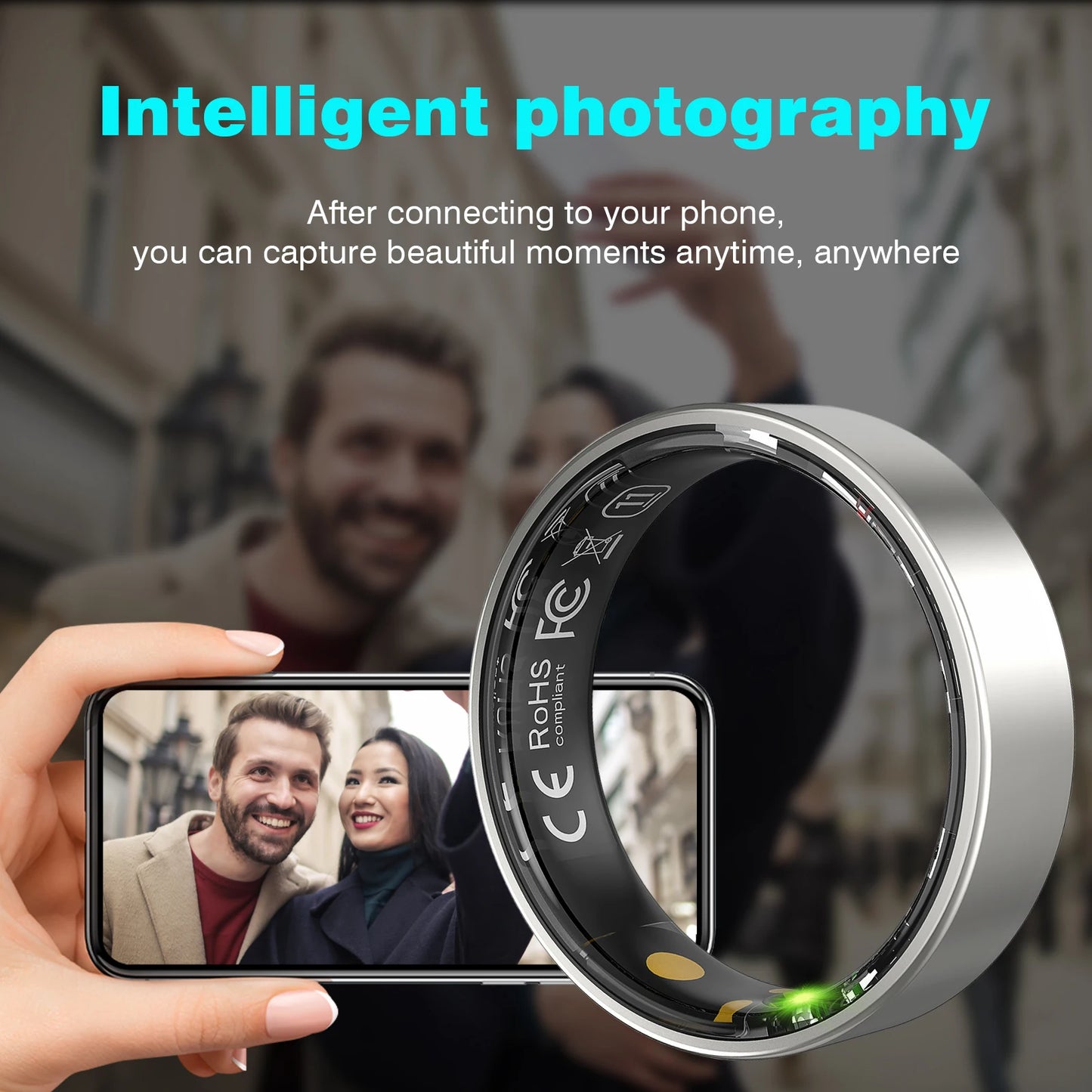 Smart Ring Men Women with Charging Case,Heart Rate Blood Oxygen,Pressure Monitor,Sleep monitoring 5ATM Waterproof For Android iOS