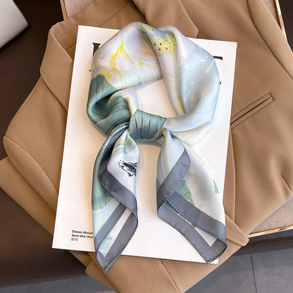 Luxury Silk Plaid Scarf - Soft Satin Neck Hair Tie for Women Foulard Hijab 2021