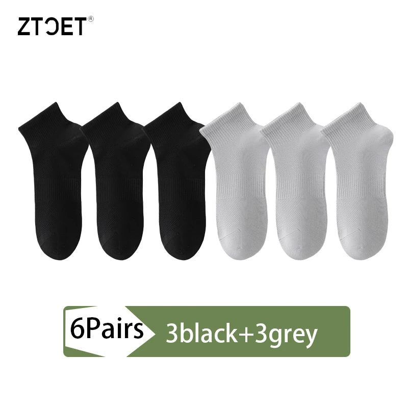 High Quality 6Pairs Men Socks Short Combed Cotton Mesh Breathable Odor proof and antibacterial Spring Summer for Male sock New