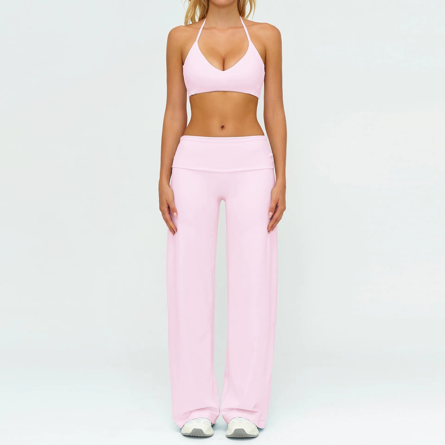 Women's Fitness Set Gym Tracksuit Breathable Sports Bra Flared Trousers Suit Workout Clothing Sportswear Female Athletic Wear