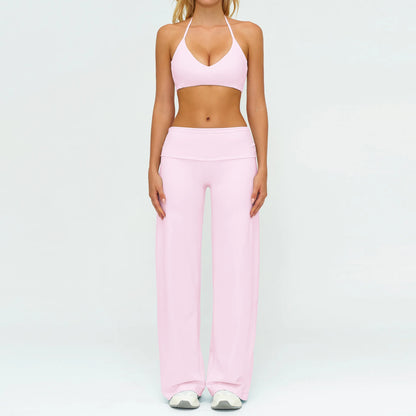 Women's Fitness Set Gym Tracksuit Breathable Sports Bra Flared Trousers Suit Workout Clothing Sportswear Female Athletic Wear