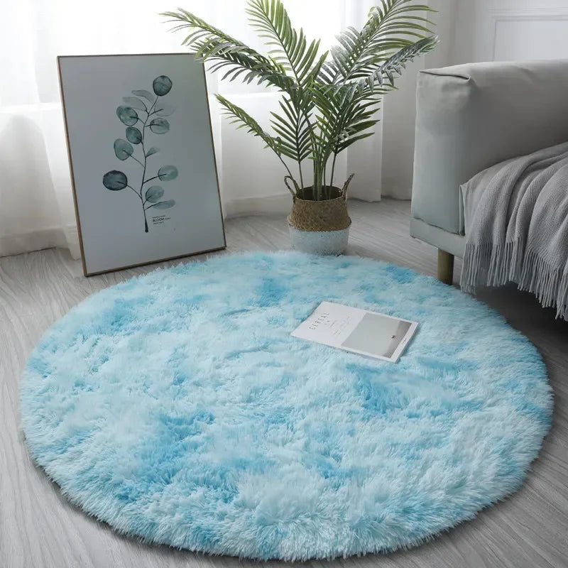 Plush Round Rug – Soft Area Carpet | Fluffy White Rug for Living Room
