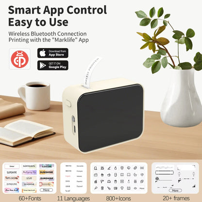 Marklife P15 Portable Thermal Printer Mini Label Printer Maker Inkless Self-adhesive Printing Machine Sticker Labeling Machine