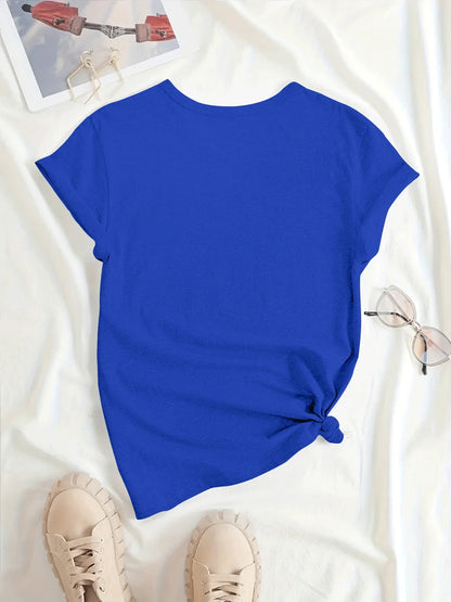 Plus Size T-Shirt - Women's Casual Graphic Tee Shirt | Breathable Cotton, Loose Fit