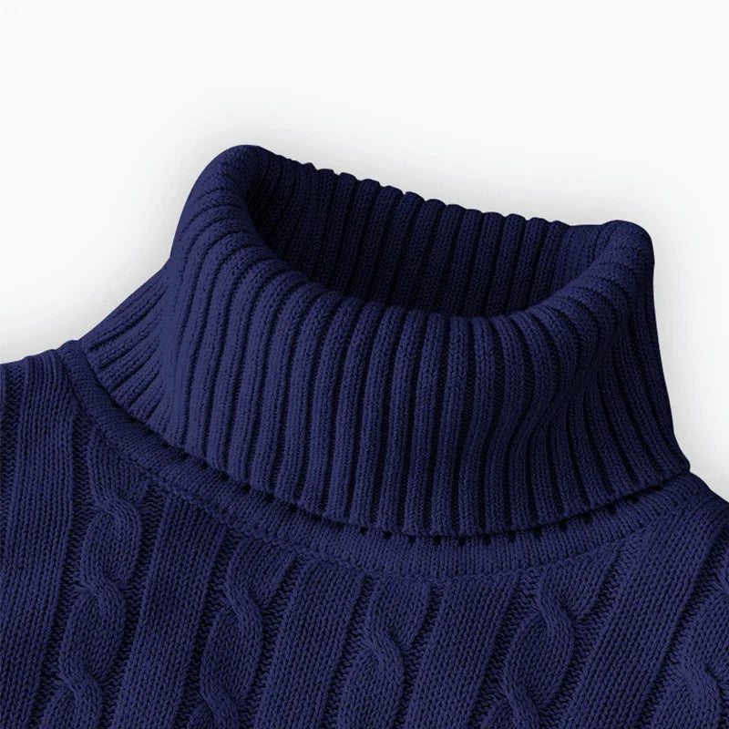 Men's Turtleneck Sweater - Knitted Pullover With Argyle Pattern | Warm Wool Casual Top