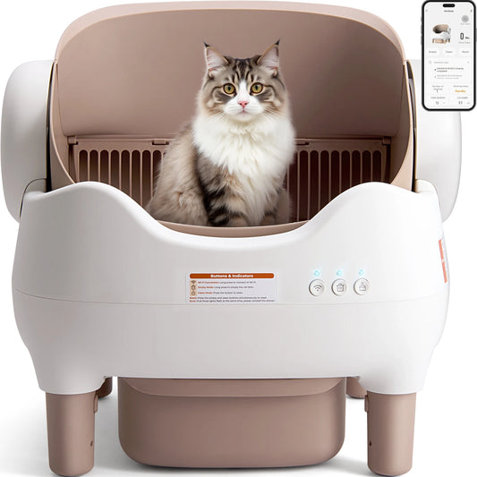 Automatic Self-Cleaning Litter Box - App-Controlled Odor-Free Multi-Cat Open-Top Design - ZOOMNSTORE