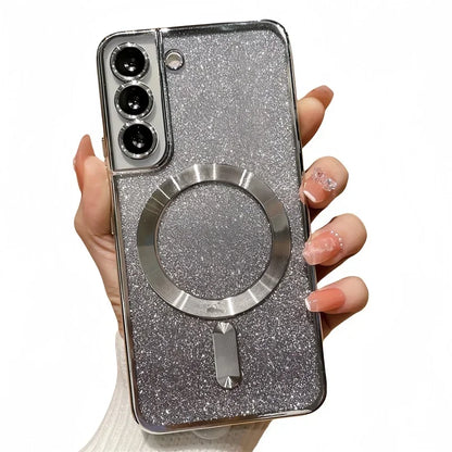 Glitter Magnetic Case For Samsung Galaxy S26 S24 Ultra S23 S22 S21 S25 Plus S20 FE A56 A55 A36 A17 Plating Wireless Bright Cover