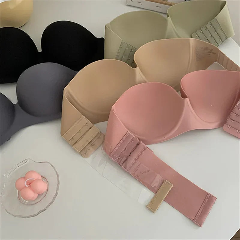 Women Sexy Strapless Bra Push Up Padded Bras Female Underwear Seamless Invisible Bralette Without Straps Ladies Lingerie Bras