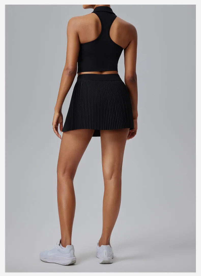 Women Sports Skirt High Waist Pleated Athletic Quick Dry Fabric Floral Print Tennis Fitness Summer
