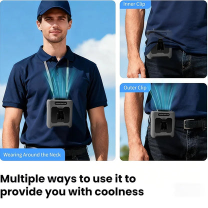 Portable Waist Fan Clip On,10000mAh Rechargeable Wearable Shirt Fan with Light,5 Speeds Belt Fans Cooling Fans for Outdoor