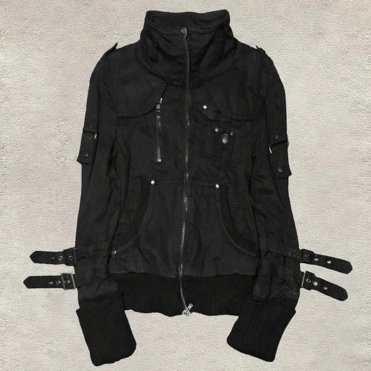 Goth Hoodies Y2k Clothing 2000s Vintage Women Punk Zipper Winter Hooded Korean Streetwear Harajuku Sweatshirts Girl Sweet Hoody