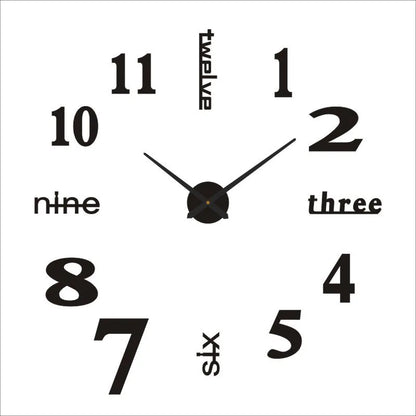 Large 3D Number Wall Clock - DIY Home Decoration for Living Room Bedroom Study Hotel