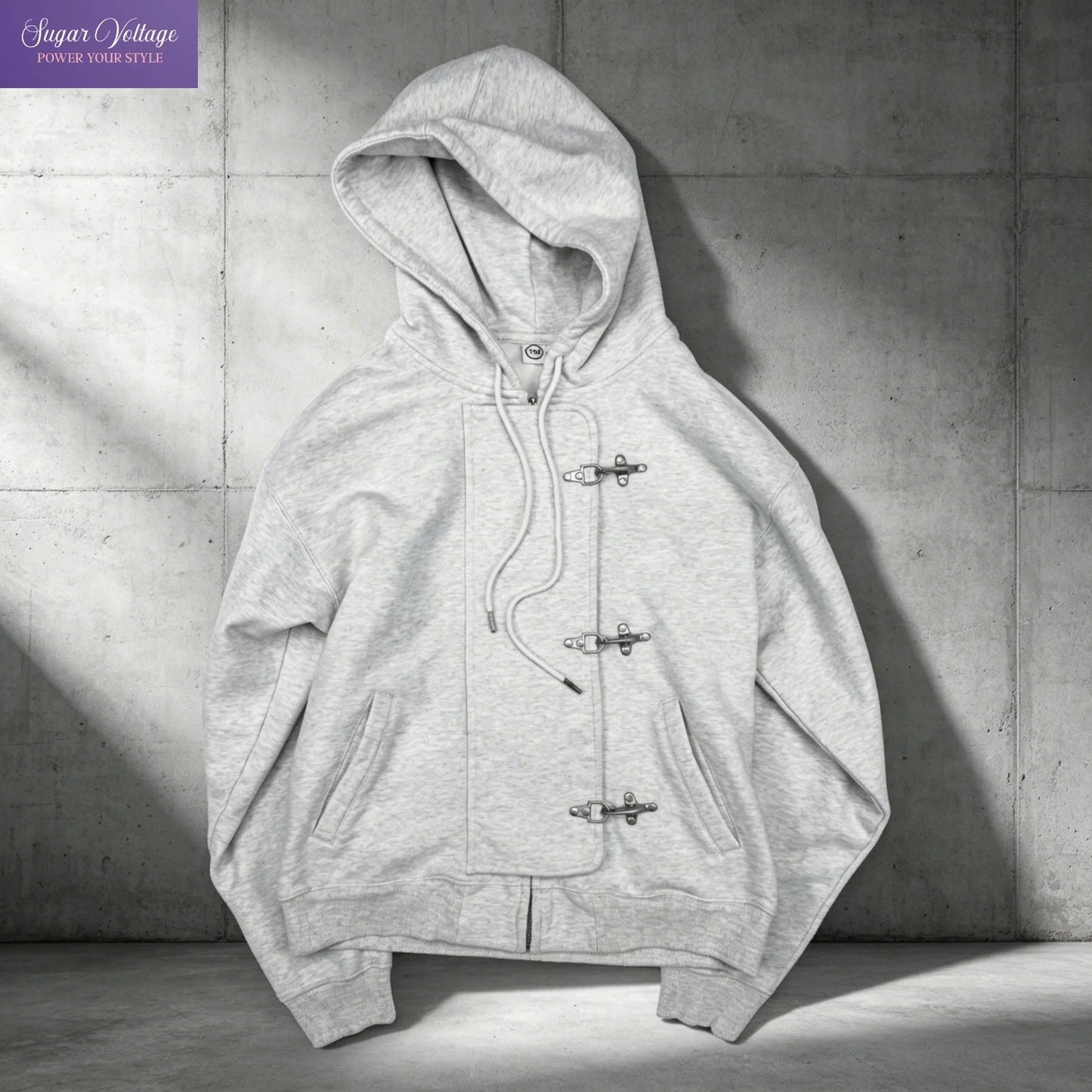 Y2K American Vintage Washed Streetwear Hoodie Women Hook Clasp Zip Up Drawstring Loose Winter Outerwear Casual Daily Wear 2026