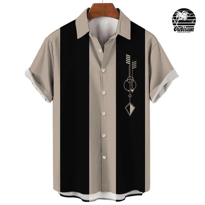New Hawaiian Shirts for Men Casual Button Down Short Sleeve Unisex Striped 3D Print Summer Beach European Size S to 5XL