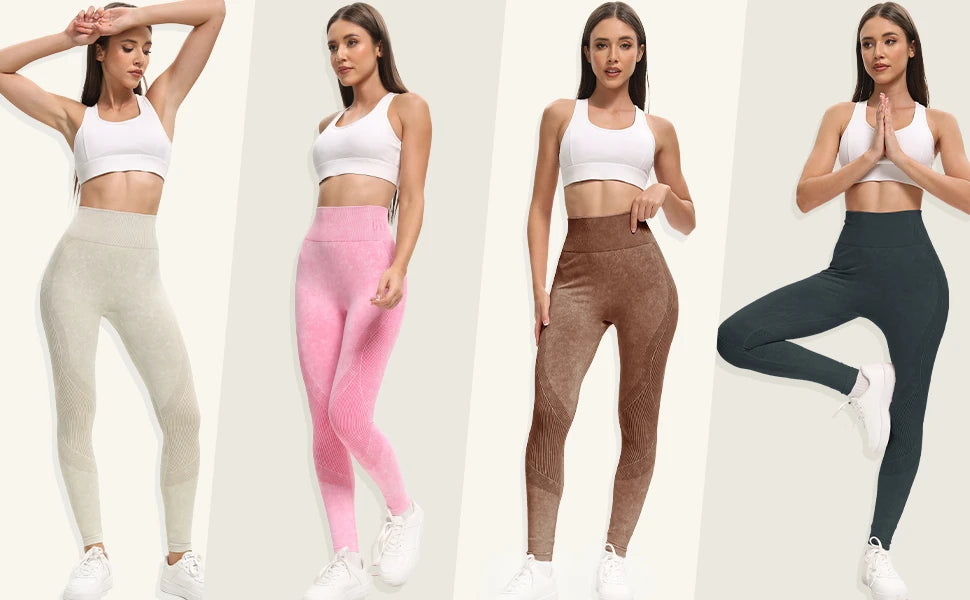 High Waisted Yoga Leggings - Seamless Butt Lifting Tummy Control Pants for Women