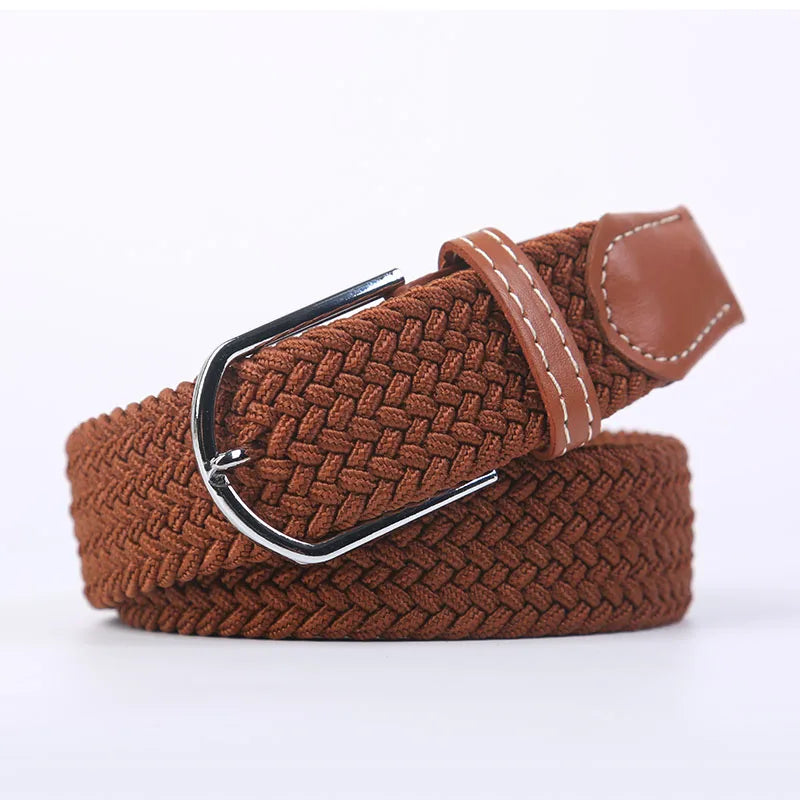 Unisex Stretch Jeans Belt - Casual Knitted Woven Canvas Pin Buckle