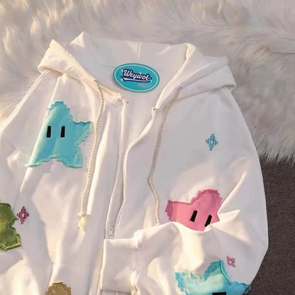 New Five-pointed Star Cartoon Hooded Girls' Appliquéd Pullover Hoodie Jacket Woman Sweatshirts