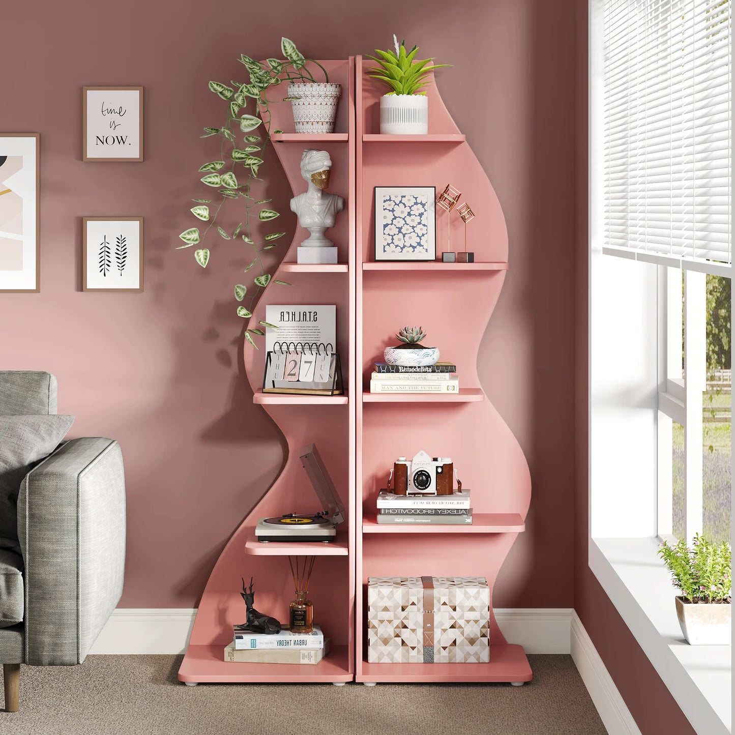 Corner Bookshelf - Modern 5-Tier Shelf | Stylish Wooden Storage Rack