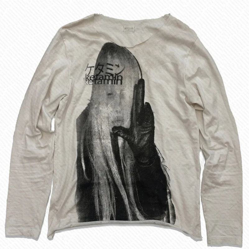 Emo Printing Sexy Y2k Long-sleeve Tops Gothic Punk Girl Graphic Women's Long-sleeve Tees Trashy Fairy Printing 2000s Long-sleeve
