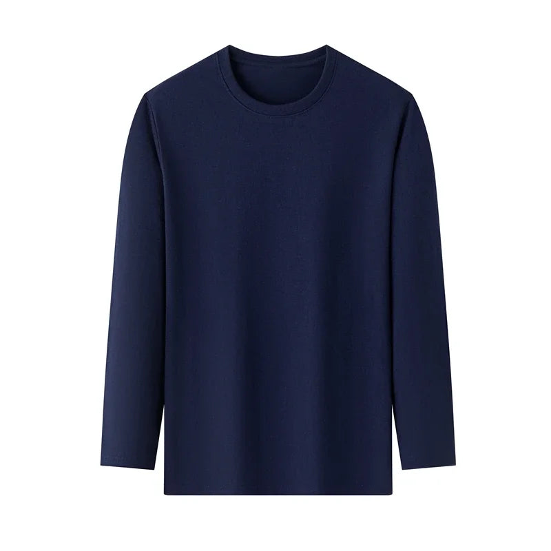 Men's Cotton T-Shirt - Long Sleeve Tee | Breathable Solid Color Shirt, Casual Summer Top