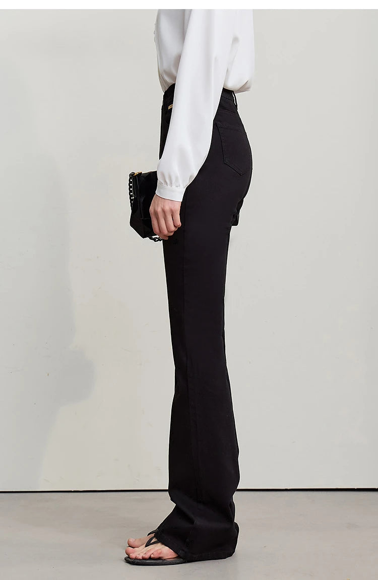 Amii Flared Jeans Autumn 2026 New Commuter Style Casual Versatile Women's Pants Solid Color Denim Trousers For Women 12621032