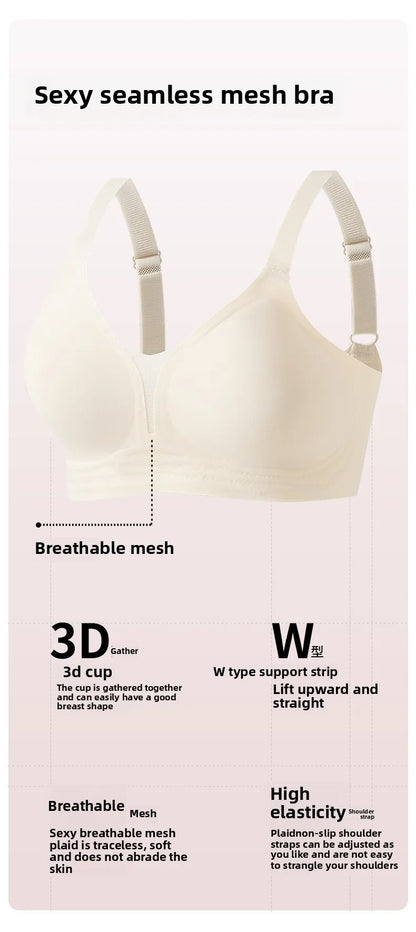 Plus Size Push Up Bra - Wireless Seamless Women Bra with Rear Hook & Beauty Back