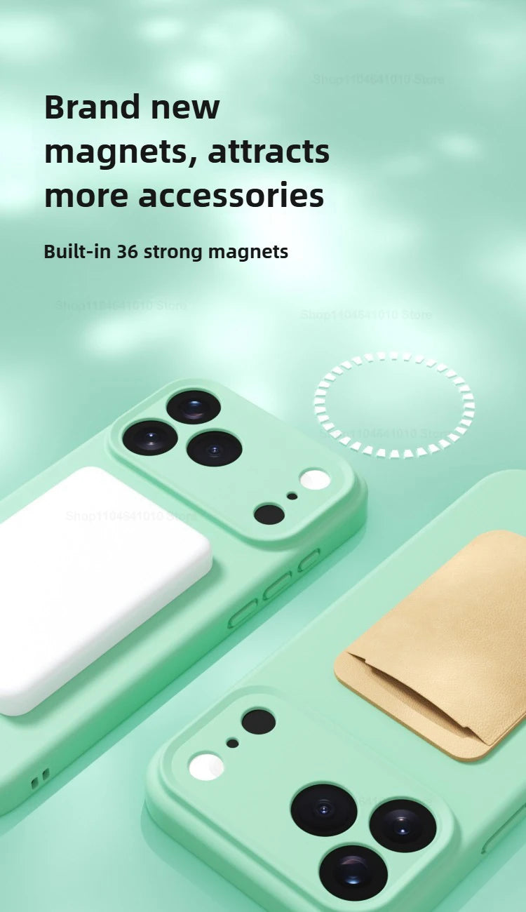 Original Liquid Silicone Magnetic Phone Case For iPhone 17 16 15 14 13 12 Pro Max Plus 17 Air For Magsafe Wireless Charge Cover