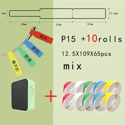 P15 Network Cable Label Printer Mini Wireless Bluetooth Labeling Machine similar as D110 Handheld Printer  Thermal  Price Label