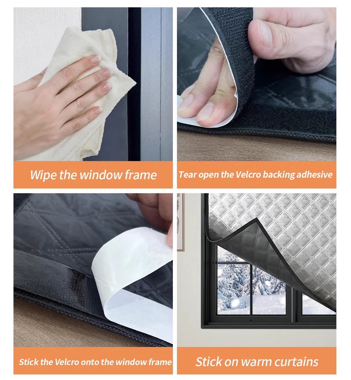 Waterproof Cotton Curtains - Windproof Window Drapes | Thermal Insulation & Frost Resistant Film