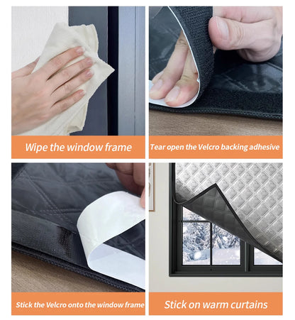Waterproof Cotton Curtains - Windproof Window Drapes | Thermal Insulation & Frost Resistant Film