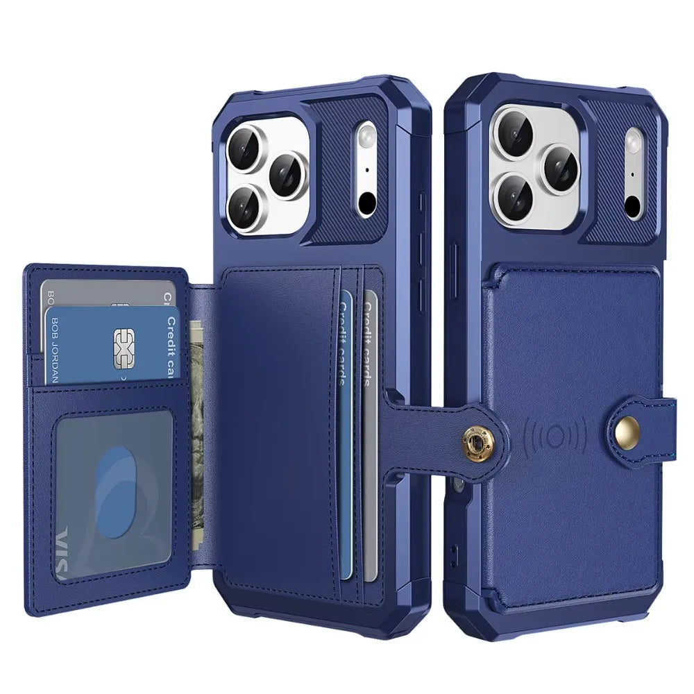 Wallet Phone Case Card Holder for Apple IPhone 17 Air 16E 16 15 14 Plus 13 12 Pro Max Hybrid Rubber Bumper Back Flip Cover