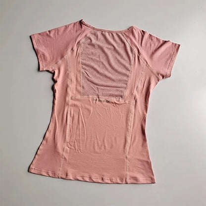 Women's Mesh Sports T-Shirt – Breathable Quick-Dry Yoga & Fitness Top