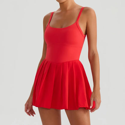 Women's Tennis Dress - Summer Sleeveless Breathable Workout Dress With Pockets