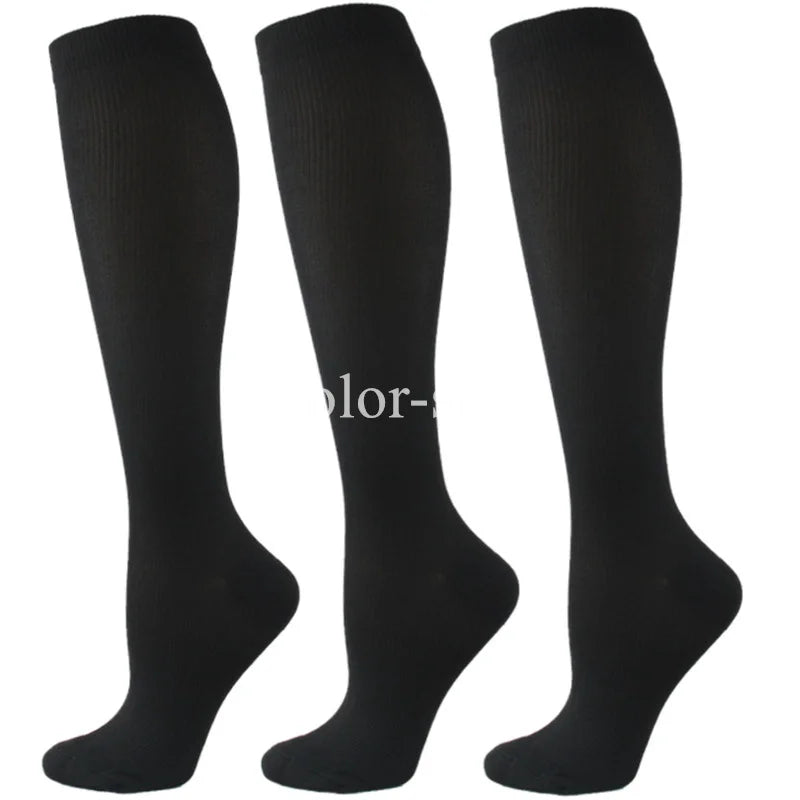 Compression Sports Socks - 3 Pairs Anti Slip Knee High Socks for Football & Basketball