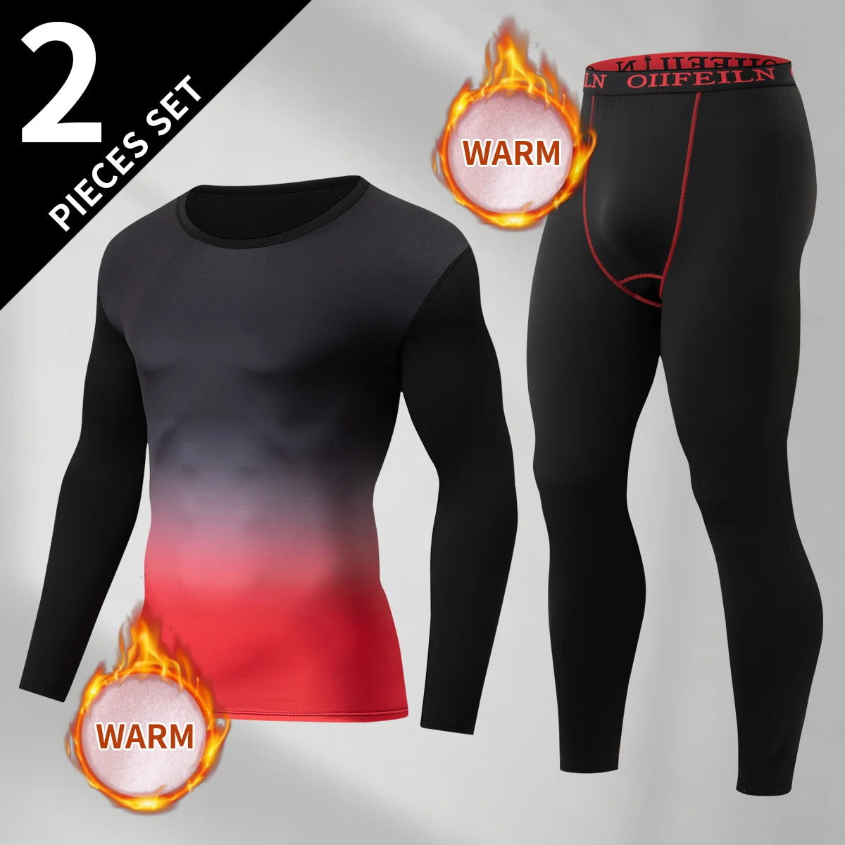 Men's Autumn/Winter Warm Underwear Set Solid Color Multi Color Round Neck Long Sleeve Top Letter Elastic Waist Casual Pants
