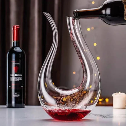 Crystal Wine Decanter 1500ML Handmade Lead-Free Glass Jug With Pourer Aerator