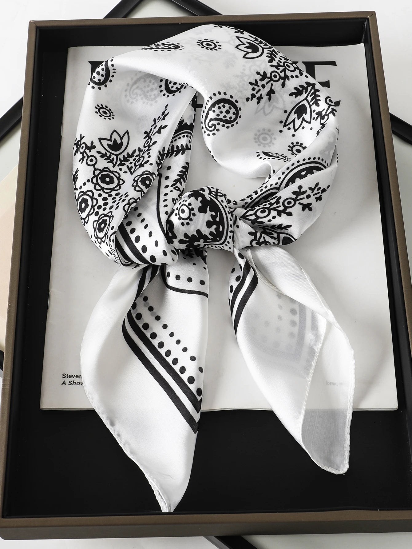 Luxury Silk Cat Print Scarf - Womens Neck Hair Tie Bandana Foulard 70cm