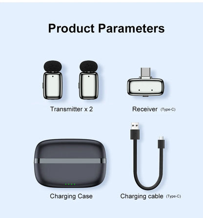 Wireless Lavalier Microphone Recording for Streaming Compatible with MINI Smartphones for Live Streaming Vlogging Interviews